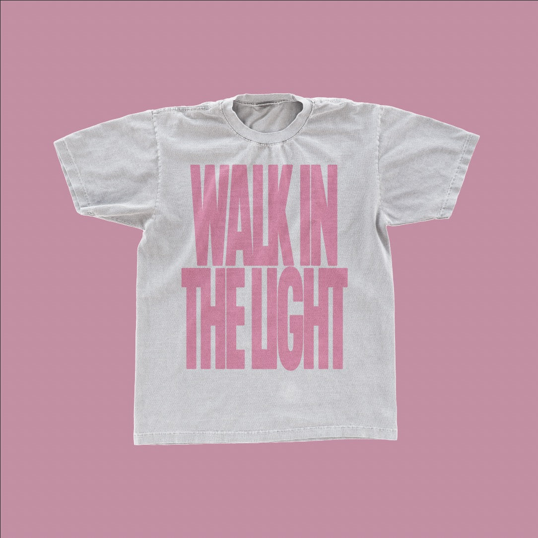 (PUFF PRINT) WALK IN THE LIGHT TEE PINK